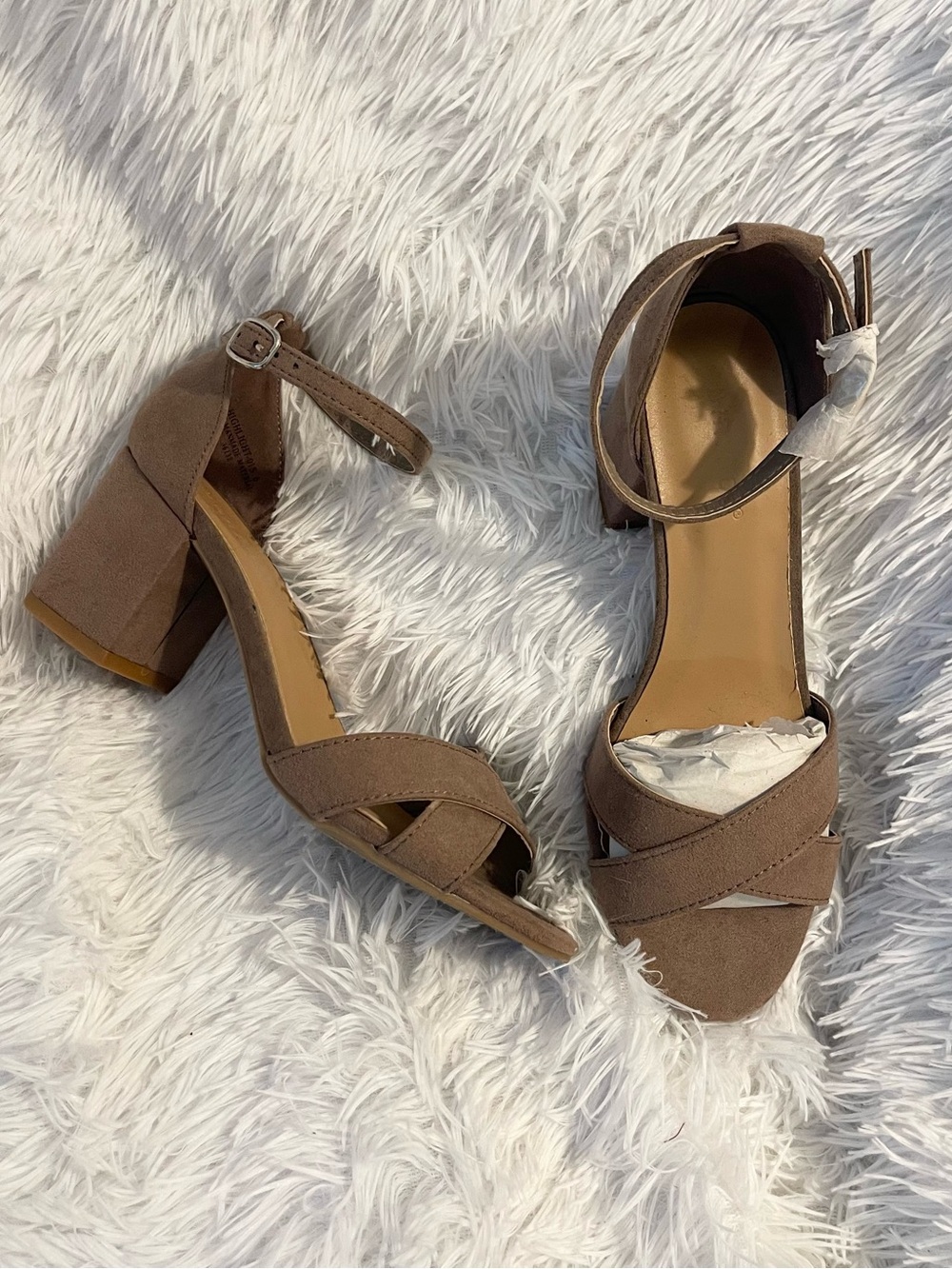 Cute minimalistic ankle strap with low kitten heeled sandals